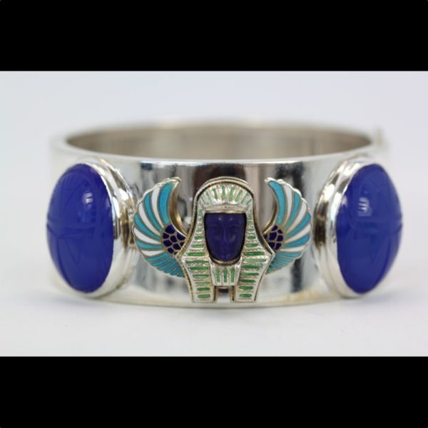 Egyptian Pharaoh Bracelet Lapis Scarabs