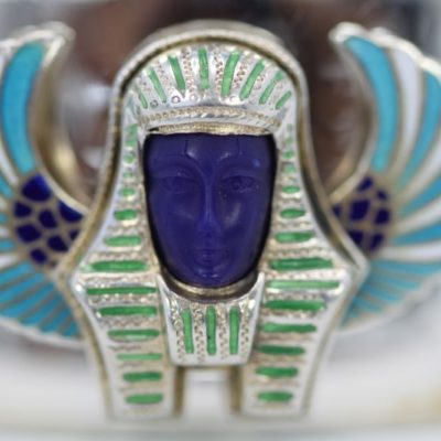 Egyptian Pharaoh Bracelet Lapis Scarabs & Sterling