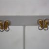 Yellow And White Diamond Butterfly Earrings