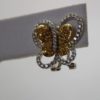 Yellow And White Diamond Butterfly Earrings