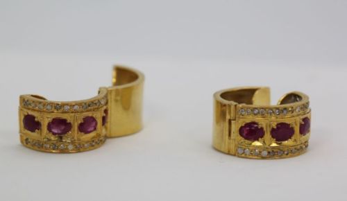 Gold Ruby & Diamond Moghul Earrings – set open