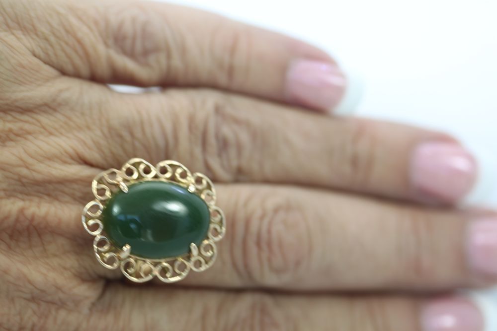 Vintage Jade Ring Circa 1960’S – on finger