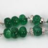 Emerald Bead & Diamond Drop Earrings - close up