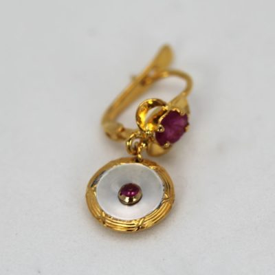 Edwardian / Art Nouveau Ruby Earrings - single