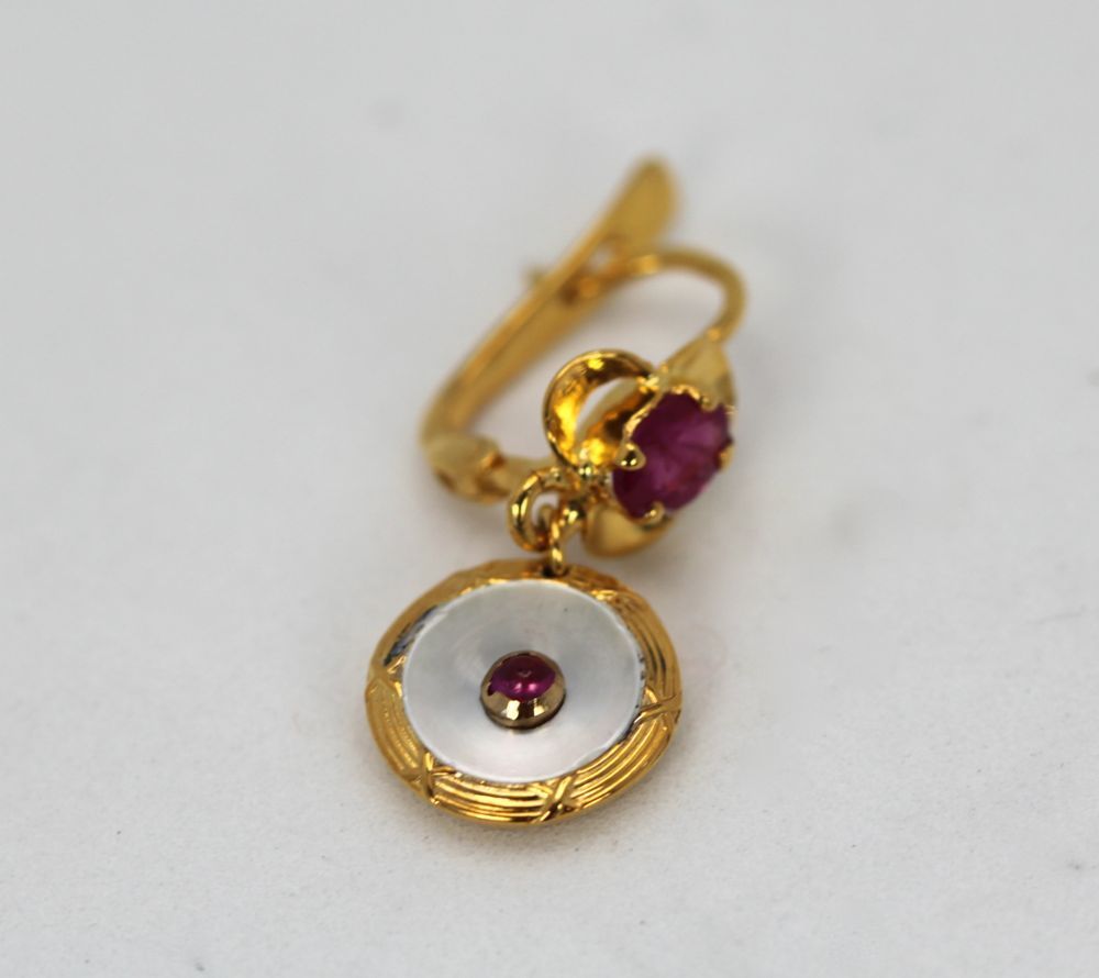 Edwardian / Art Nouveau Ruby Earrings – single