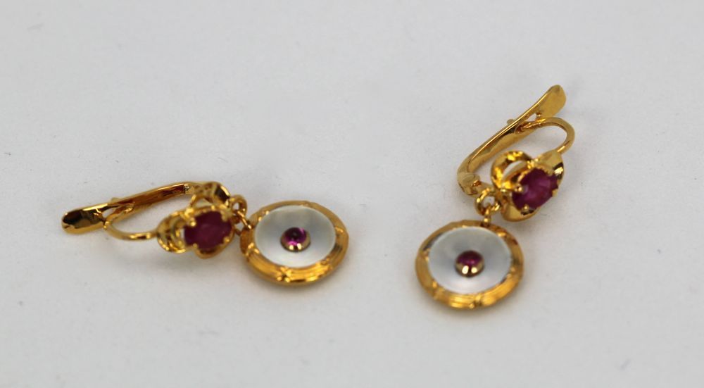 Edwardian / Art Nouveau Ruby Earrings – set