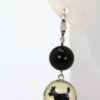 Intaglio Underglass Scottie Dog Pearl & Onyx Earrings - single