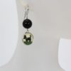 Intaglio Underglass Scottie Dog Pearl & Onyx Earrings - model