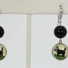 Intaglio Underglass Scottie Dog Pearl & Onyx Earrings