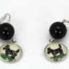 Intaglio Underglass Scottie Dog Pearl & Onyx Earrings - set