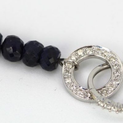 Sapphire Bead Diamond Dangle Earrings - single