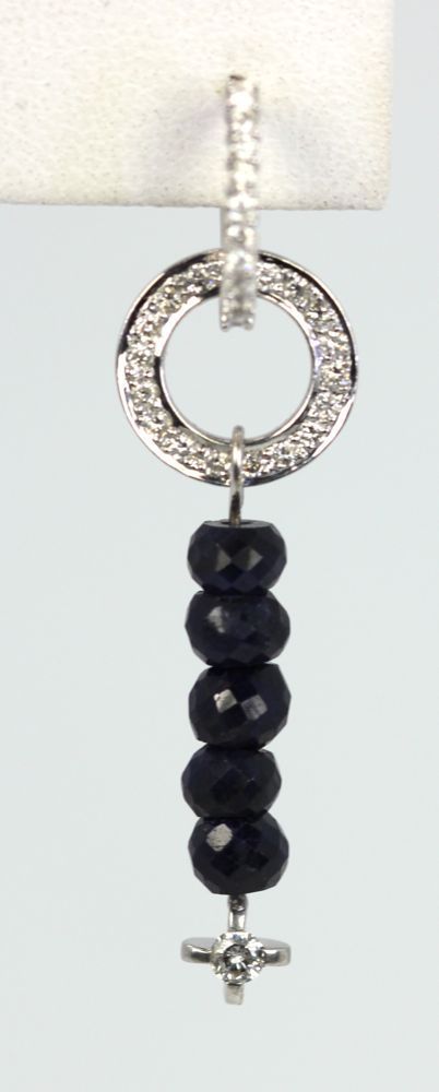 Sapphire Bead & Diamond Dangle Earrings – detail