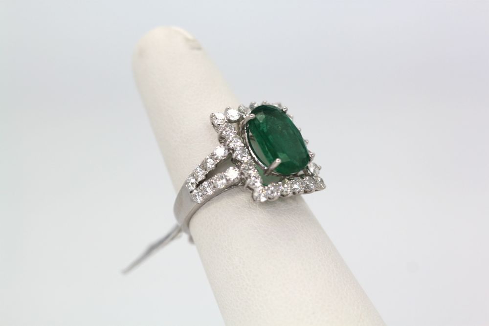 Emerald Diamond Ring – model close up #3