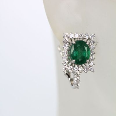 Emerald Diamond Earrings - model