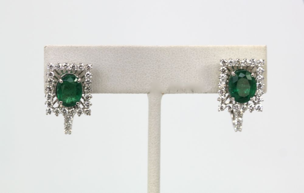Emerald Diamond Earrings – on stand