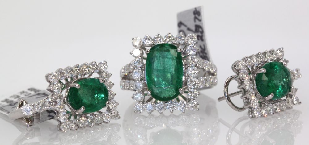 Emerald Diamond Earrings – with matching ring
