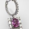 Natural Pink Sapphire Earrings - Diamond Surround