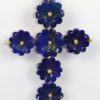 Vintage Lapis Lazuli Flower Cross Pendant On Lapis Bead Necklace - pendant #2