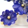 Vintage Lapis Lazuli Flower Cross Pendant On Lapis Bead Necklace -flower detail