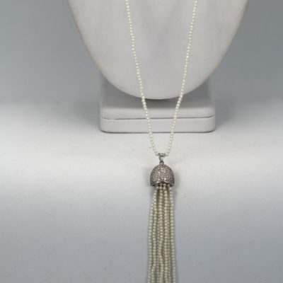 Natural Baby Seed Pearl Necklace - hanging