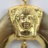 Egyptian Pharaoh Star Of The East With Horn & 14K Chain - close up face