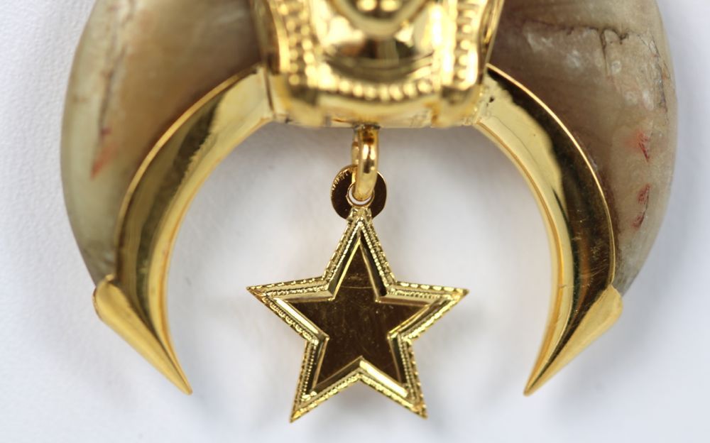 Egyptian Pharaoh Star Of The East With Horn & 14K Chain – close up star