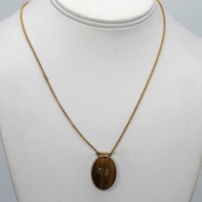 intage 18K Tigers Eye Scarab Pendant - Vintage Jewelry by Cris Notti Jewels