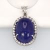 Tanzanite Cabochon High Dome Pendant - hanging