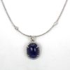 Tanzanite Cabochon High Dome Pendant - on necklace