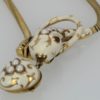 Vintage White Enamel Snake 18K Necklace - close up
