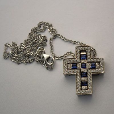 Sapphire Diamond Interchangeable Cross - with chain