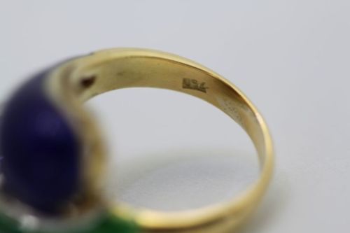 Guilloche Enamel Diamond Ring – inside engraving