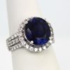 Rich Dark Blue Sapphire Diamond Ring - on model