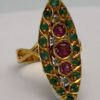Deco Ruby Emerald & Diamond Pagoda Ring