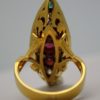 Deco Ruby Emerald & Diamond Pagoda Ring - back