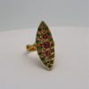 Deco Ruby Emerald & Diamond Pagoda Ring - angle