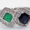 Emerald Sapphire Two Stone Ring