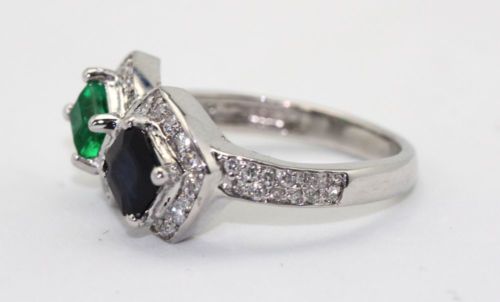 Emerald Sapphire Two Stone Ring I- side