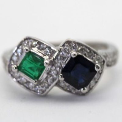 Emerald Sapphire Two Stone Ring #2