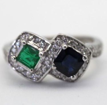 Emerald Sapphire Two Stone Ring #2
