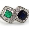 Emerald Sapphire Two Stone Ring - detail