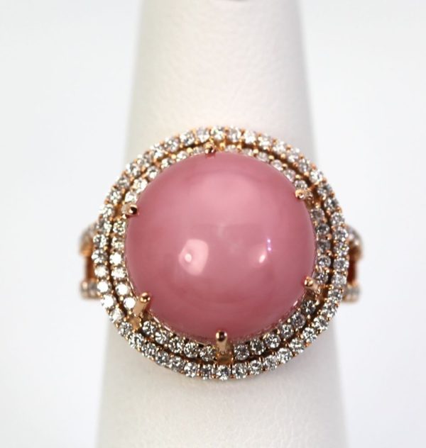 Rare Pink Opal Double Diamond Surround