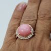 Rare Pink Opal Double Diamond Surround - finger