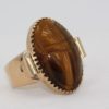 Vintage 18K Golden Tigers Eye Scarab Ring - left angle