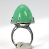 Chrysoprase Bullet Ring With Diamond Surround - on stand