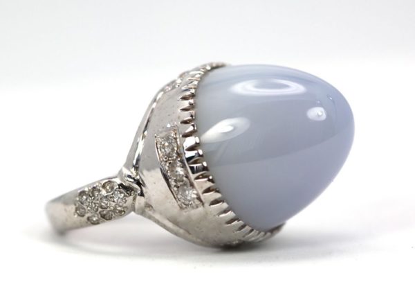 Pale Blue Chalcedony Bullet Ring