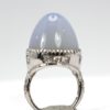 Pale Blue Chalcedony Bullet Ring - on stand