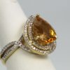 Citrine Pear Ring Double Diamond Surround - angle