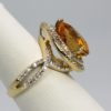 Citrine Pear Ring Double Diamond Surround - side