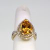 Citrine Pear Ring Double Diamond Surround - model up angle
